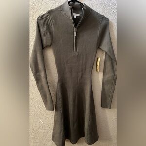 Elegant Olive Long Sleeve Knit Dress